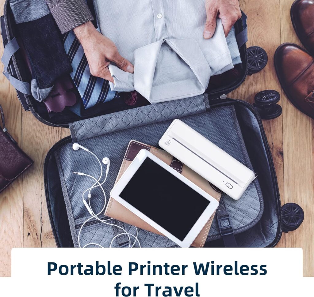 HPRT MT810 Portable Printers Wireless for Travel, Bluetooth Printer Compatible with Android iOS Phones  Laptops Support 8  4 Thermal Roll Paper Suitable for Home Vehincles Office Business Travel