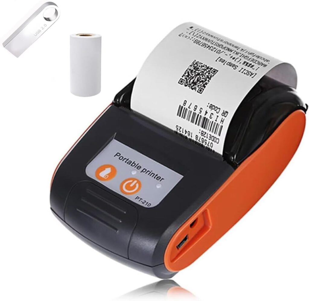 GZGYNADAST 58mm Bluetooth Receipt Printer, Mini pos Printer,2 inch Pocket Ticket Printer,58mm Bluetooth Bill Printer(Orange Color)