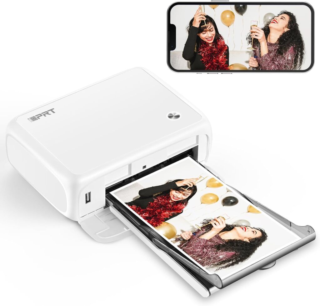 iDPRT 4x6 Photo Printer, Wi-Fi Picture Printer, Full Color Photo Printer for iPhone/Android/Laptop/MacBook, AR Video Printing, Thermal Dye Sublimation Printer, Wireless Photo Printer for Home Use : Office Products