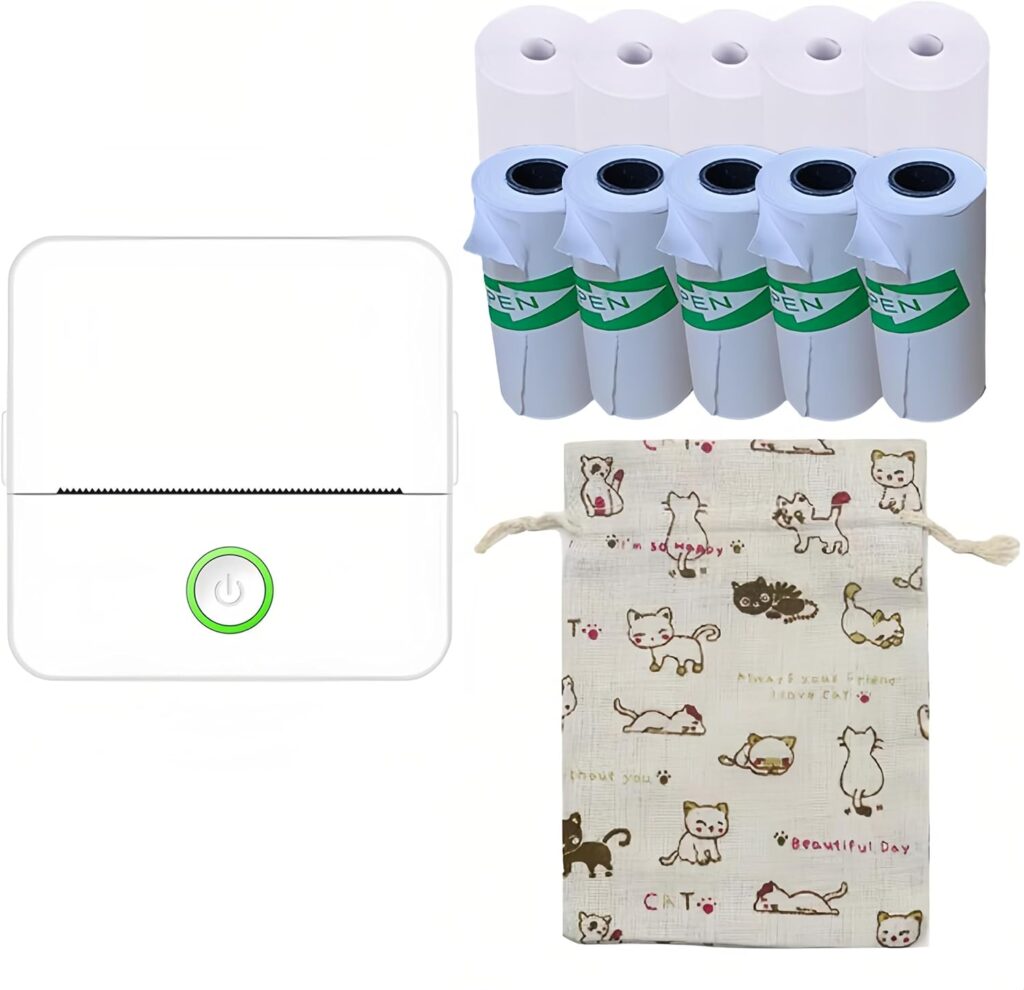 KARAOT Notebuddy Doodle Dash Mini Portable Pod Sticker Bluetooth Thermal Pocket Printer (Printer * 1 + Thermal Paper * 5 + Sticker * 5 + Gift Bag * 1, White)