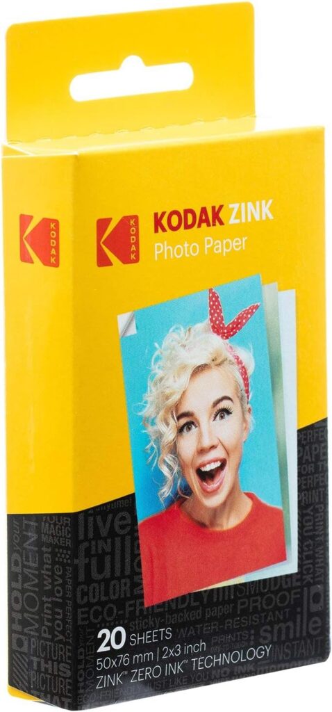 KODAK Step Instant Color Photo Printer with Bluetooth/NFC, Zink Technology  KODAK App for iOS  Android (Blue) Go Bundle, 2x3