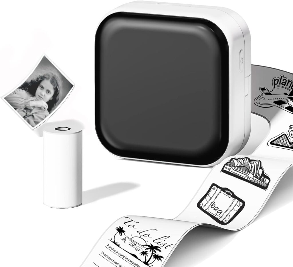 Phomemo Pocket Sticker Printer- M02X Mini Printer Bluetooth Thermal Portable Mobile Printer, Inkess Printer for School, Work, Home Use, White