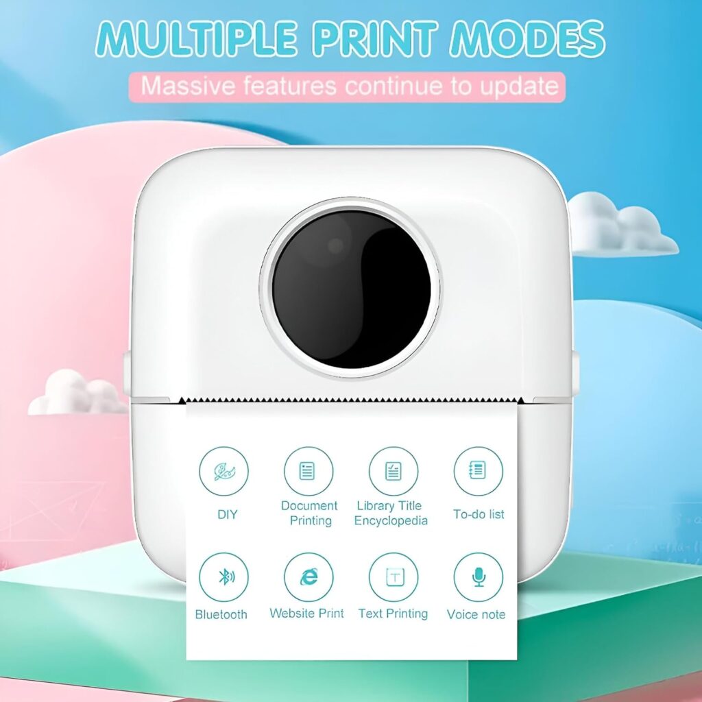 Portable Bluetooth Printer - Wireless Thermal Sticker Printer - No Ink Required, Convenient, Multiple Printing Modes, Compatible with Android and iOS - Ideal for Labels, Photos, Sticky Notes.