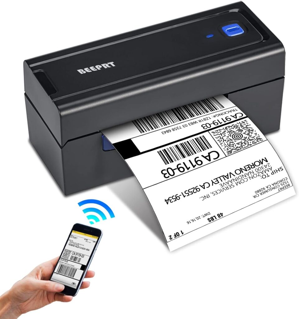 Beeprt Bluetooth Shipping Label Printer - Wireless 4x6 Thermal Label Printer for Shipping Packages, Desktop Label Printer Compatible with Shopify, Ebey, Amazon, Etsy, FedEx, UPS, Small Business