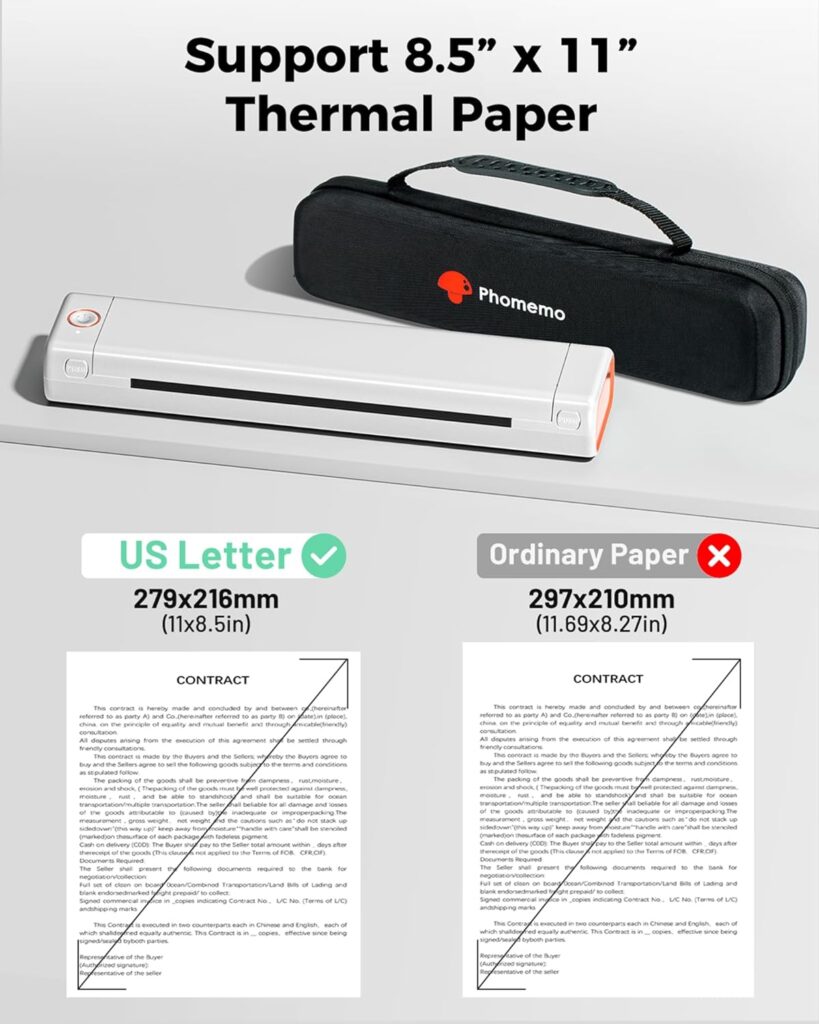 Itari Thermal Portable Bluetooth P831 Thermal Transfer Printer, M08F Thermal Printer with 1 Case