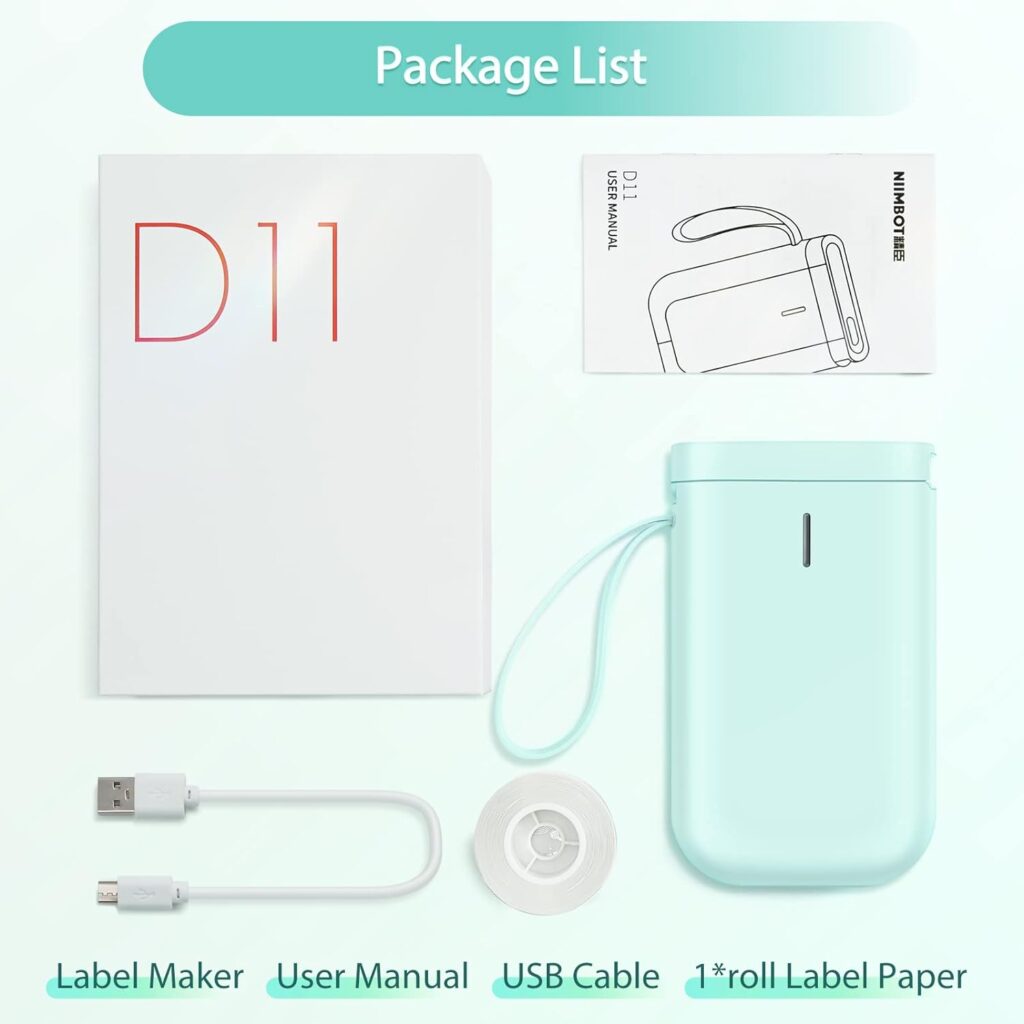 JADENS D110 Label Maker Machine with Tape, Portable Bluetooth Label Printer for Storage, Office, Home, Organizing, Sticker Maker Mini Label Maker with Multiple Templates, White