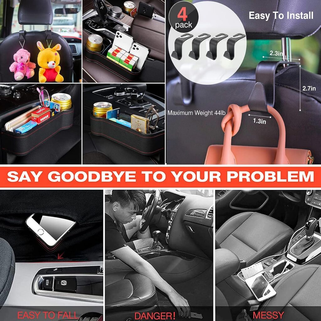 Mini Printer Portable, Pocket Thermal with 6 Rolls Paper Compatible iOS Android, Bluetooth Wireless and Car Seat Gap Filler Organizer, Automobile Front Seat Organizer, Storage Box in Between Seats